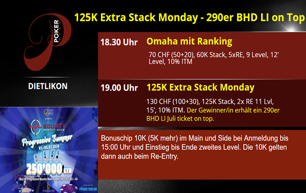 125K Extra Monday- 290 BHD LI on top