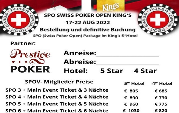 Swiss Poker Open 17. bis 22. August im King's Resort