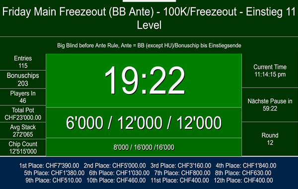 Friday Main Freezeout - 23000 Pot