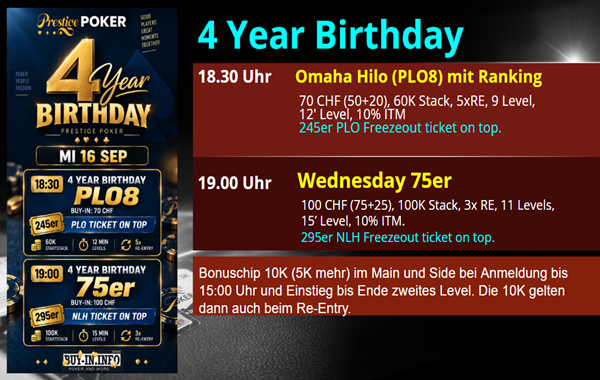 4 JAHRE PRESTIGE POKER!
